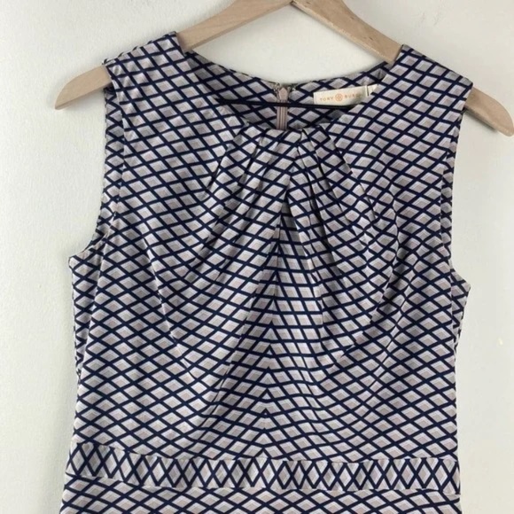 Tory Burch Navy and Cream Silk Shift Dress Size 6 - Picture 4 of 7
